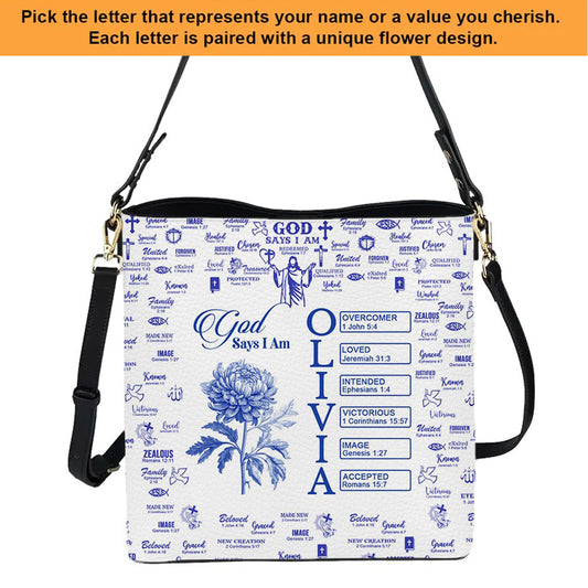 Personalized Christian Bucket Bag – Bucket Bag with Bible Verses & Birth Month Flowers – Custom Christian Gift by CHRISTIANARTBAG