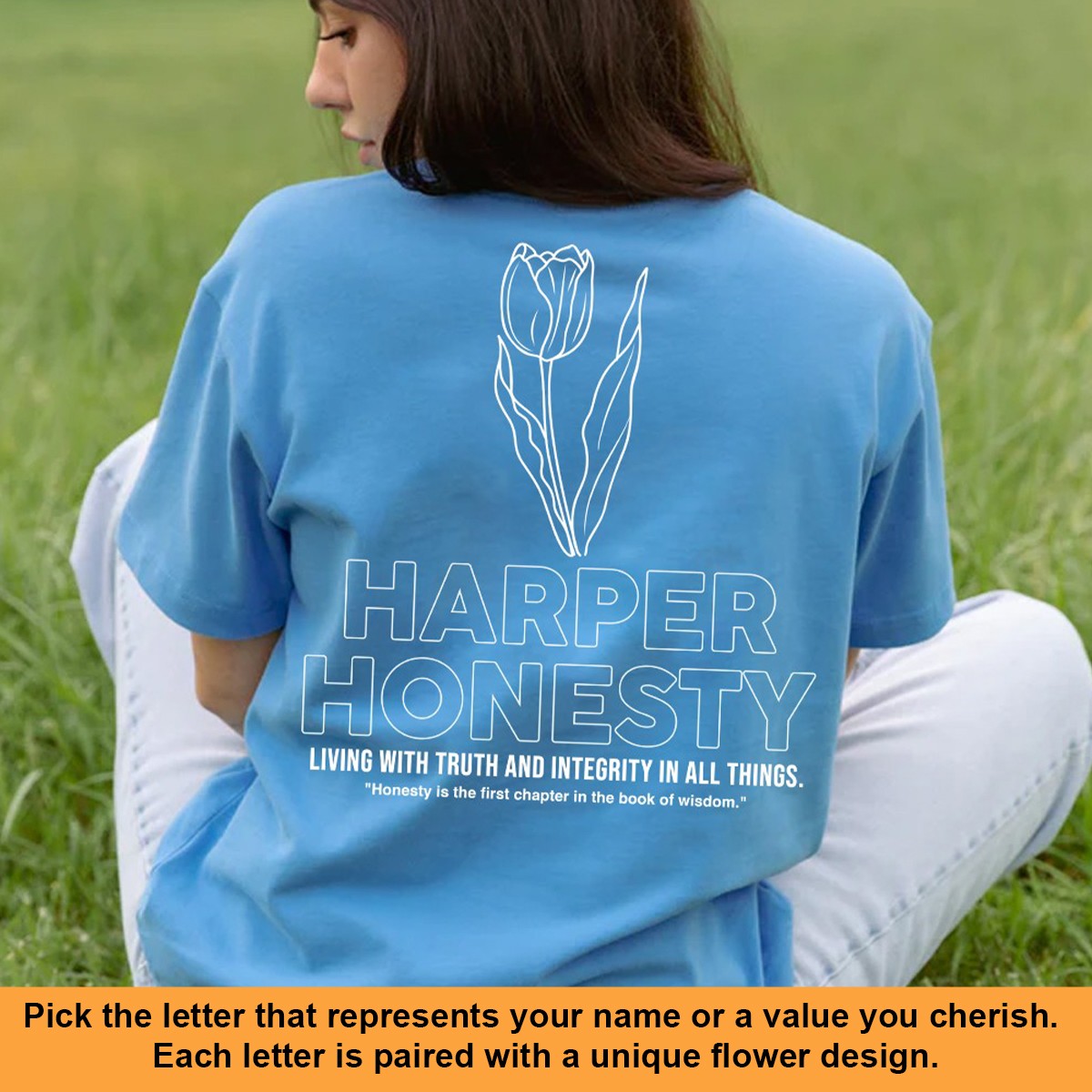 Personalized Flower T-Shirt & Hoodie with Name and Value – Custom Inspirational Apparel