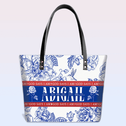 Personalized Leather Tote Bag Luxury – Custom Name, Bible Verses & Birth Flower | CHRISTIANARTBAG