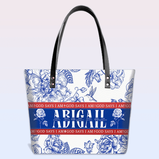 Personalized Leather Tote Bag Luxury – Custom Name, Bible Verses & Birth Flower | CHRISTIANARTBAG