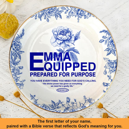 Personalized Jewelry Dish – Custom Name Ring Dish with Floral Design, Gift for Women