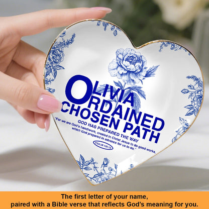 Personalized Jewelry Dish – Custom Name Ring Dish with Floral Design, Gift for Women