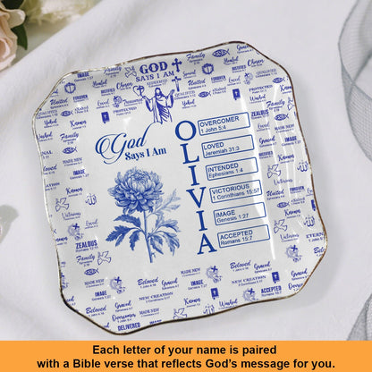 Personalized Jewelry Dish with Bible Verses & Birth Month Flowers – Custom Christian Gift by CHRISTIANARTBAG