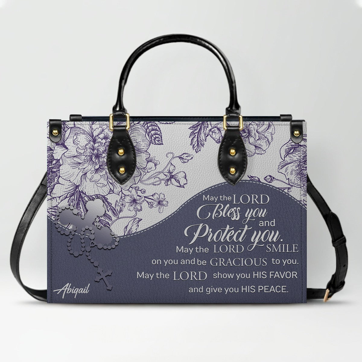 Christian Personalized Leather Handbag Flower for Women – Custom Name & Scripture | CHRISTIANARTBAG
