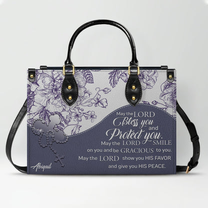 Christian Personalized Leather Handbag Flower for Women – Custom Name & Scripture | CHRISTIANARTBAG