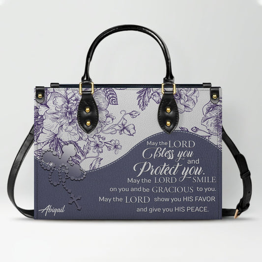 Christian Personalized Leather Handbag Flower for Women – Custom Name & Scripture | CHRISTIANARTBAG