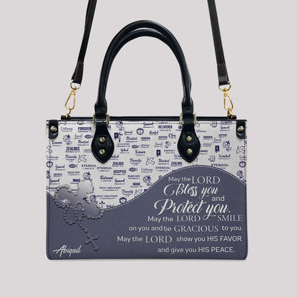 Christian Personalized Leather Handbag Flower for Women – Custom Name & Scripture | CHRISTIANARTBAG
