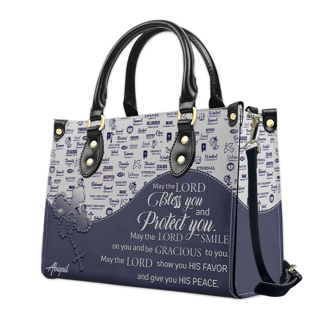 Christian Personalized Leather Handbag Flower for Women – Custom Name & Scripture | CHRISTIANARTBAG