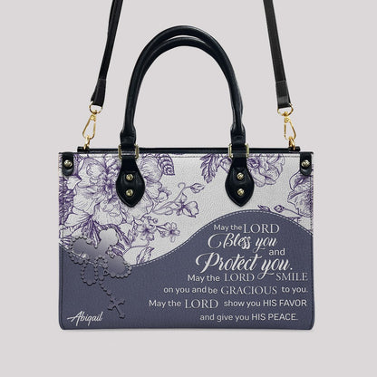 Christian Personalized Leather Handbag Flower for Women – Custom Name & Scripture | CHRISTIANARTBAG