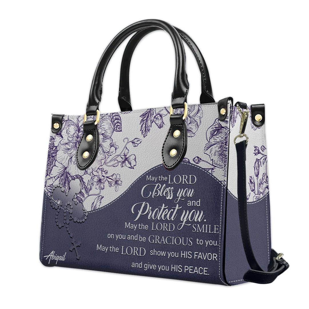 Christian Personalized Leather Handbag Flower for Women – Custom Name & Scripture | CHRISTIANARTBAG