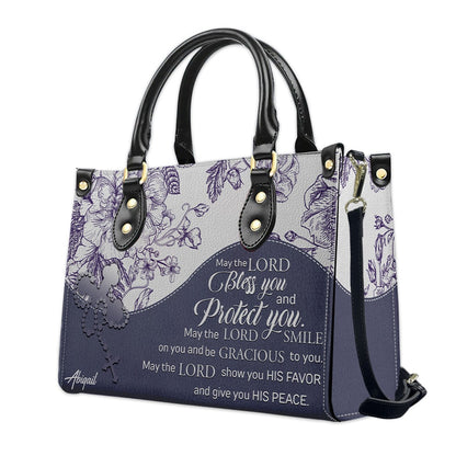 Christian Personalized Leather Handbag Flower for Women – Custom Name & Scripture | CHRISTIANARTBAG