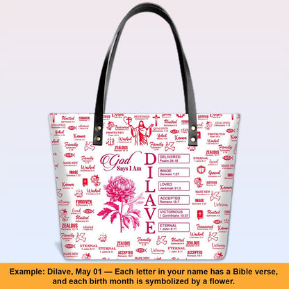 Personalized Luxury Tote Bag with Bible Verses & Birth Month Flowers – Custom Christian Gift by CHRISTIANARTBAG
