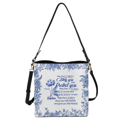 Personalized Christian Bucket Bag – Personalized Bible Verse & Birth Month Flowers – Christian Gift