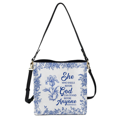 Personalized Christian Bucket Bag – Personalized Bible Verse & Birth Month Flowers – Christian Gift