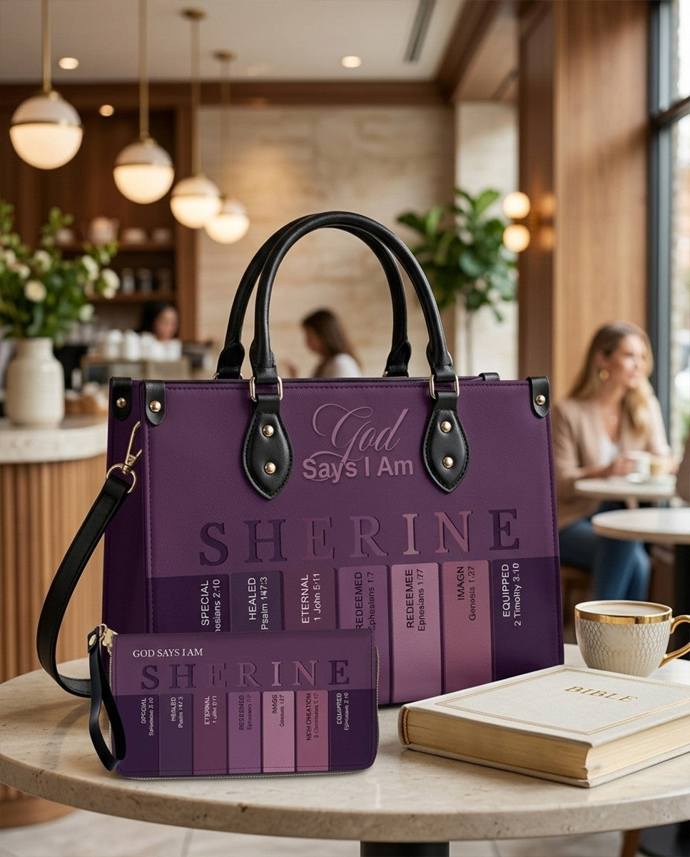 CHRISTIANARTBAG Personalized Leather Handbag Set with Custom [Name] & Bible Verses - Custom Gift for Women CAB01082526