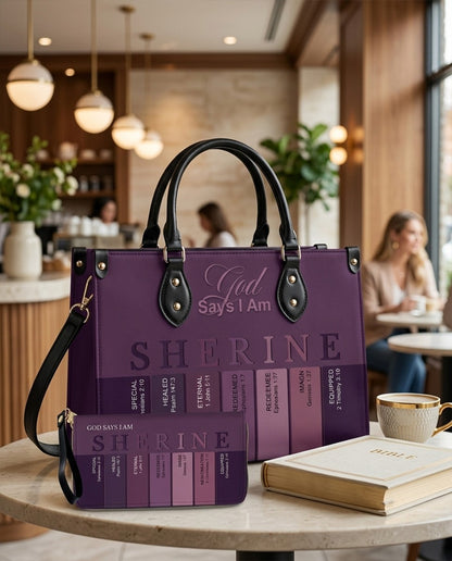 CHRISTIANARTBAG Personalized Leather Handbag Set with Custom [Name] & Bible Verses - Custom Gift for Women CAB01082526