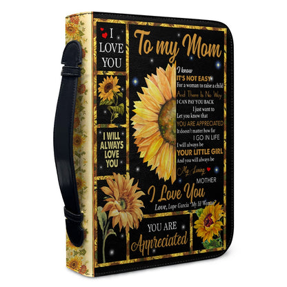 Personalized Bible Cover for Mom - Sunflower Floral Religious Gift, Custom Leather Bible Case with Name, Thoughtful Mother's Day Gift from Daughter CAB01041926