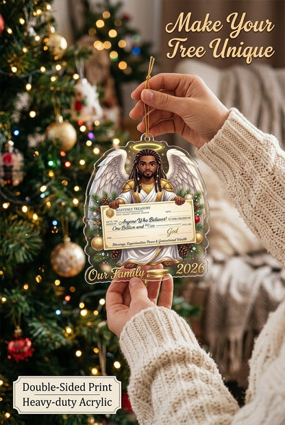 CHRISTIANARTBAG Personalized Angel Acrylic Ornament, Custom Name & Year Faith Christmas Tree Hanging Decor, Religious Holiday Gift CA01100726