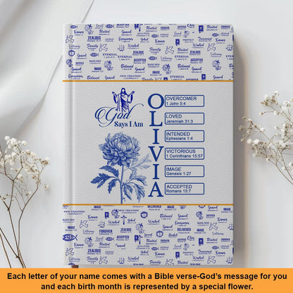 Personalized Leather Notebook with Bible Verses and Birth Month Flowers – Custom Christian Gift