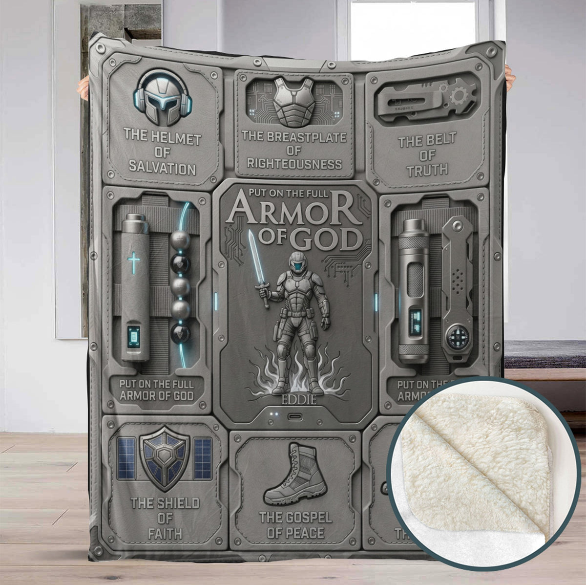 Personalized Armor of God Blanket for Men | Custom Blanket by CHRISTIANARTBAG CAB01060326