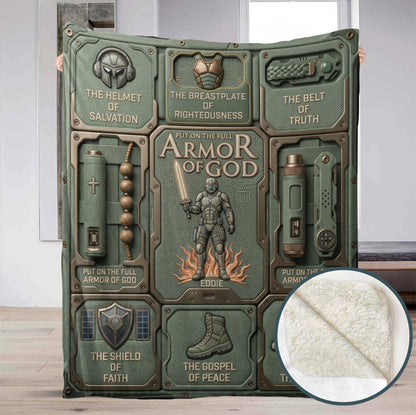 Personalized Armor of God Blanket for Men | Custom Blanket by CHRISTIANARTBAG CAB01060326