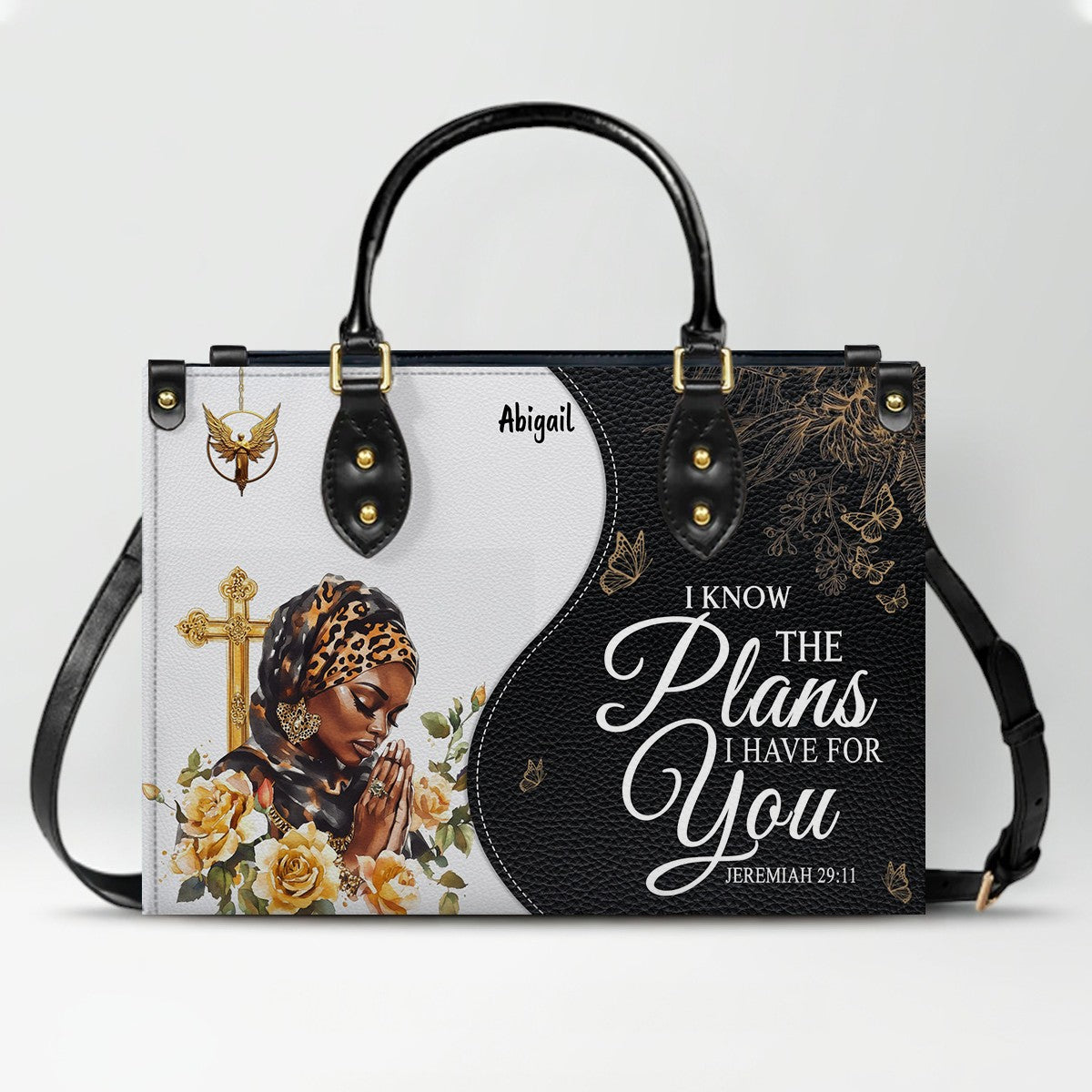 Personalized Leather Handbag with Bible Verse – Custom Christian Purse with Name | CHRISTIANARTBAG Faith Gift for Women