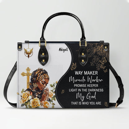 Personalized Leather Handbag with Bible Verse – Custom Christian Purse with Name | CHRISTIANARTBAG Faith Gift for Women