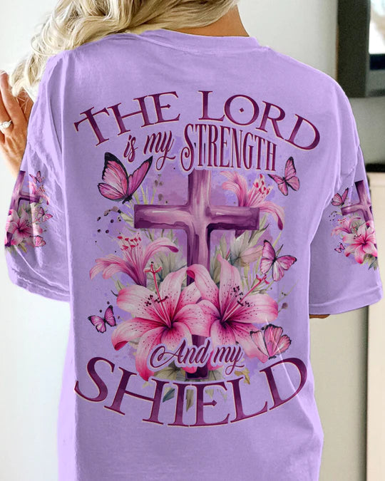 Christianartbag 3D T-Shirt For Women, The Lord Is My Strength Women's All Over Print Shirt, Christian Shirt, Faithful Fashion, 3D Printed Shirts for Christian Women, CABWTS02060923. - Christian Art Bag