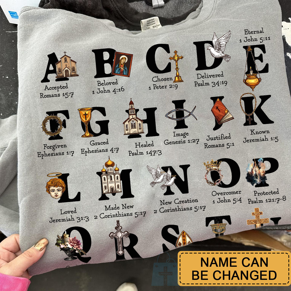 Christian Alphabet A-Z Shirt with Bible Verses – Personalized Faith Gift for Believers