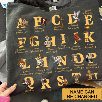 Christian Alphabet A-Z Shirt with Bible Verses – Personalized Faith Gift for Believers