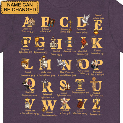 Christian Alphabet A-Z Shirt with Bible Verses – Personalized Faith Gift for Believers
