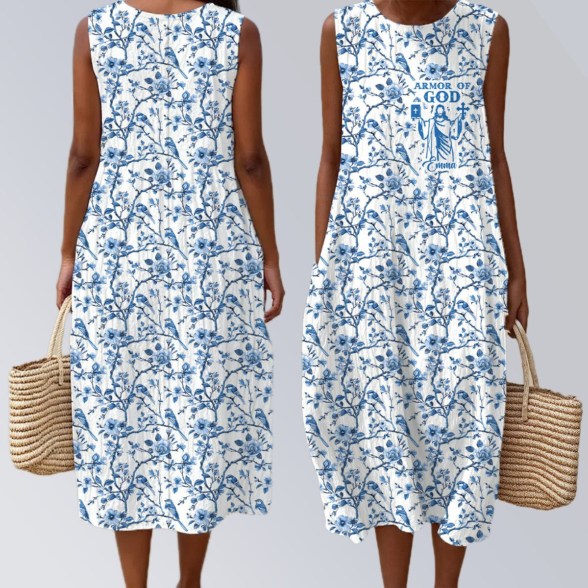Personalized Christian Floral Summer Dress – Armor of God Women’s Maxi Dress