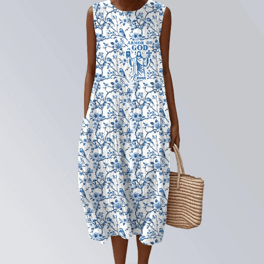 Personalized Christian Floral Summer Dress – Armor of God Women’s Maxi Dress