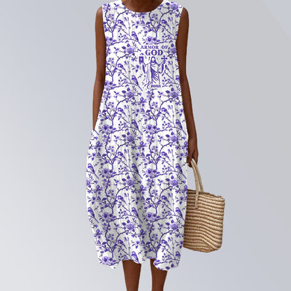 Personalized Christian Floral Summer Dress – Armor of God Women’s Maxi Dress