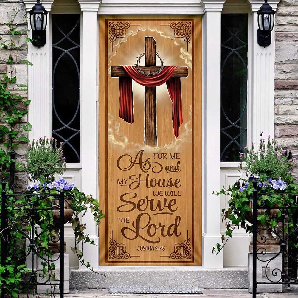 Christianartbag Door Cover, As For Me And My House, Religious Door Decorations, Christian Home Decor - Christian Art Bag