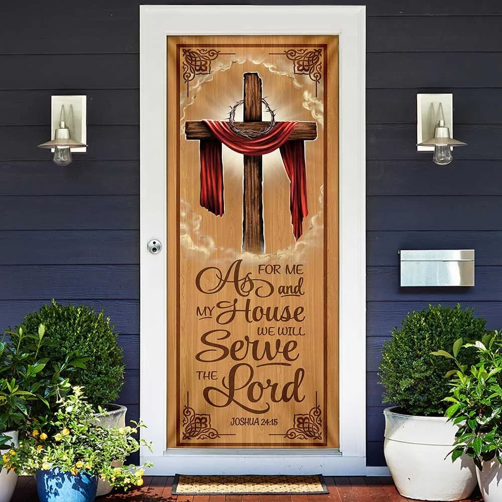 Christianartbag Door Cover, As For Me And My House, Religious Door Decorations, Christian Home Decor - Christian Art Bag