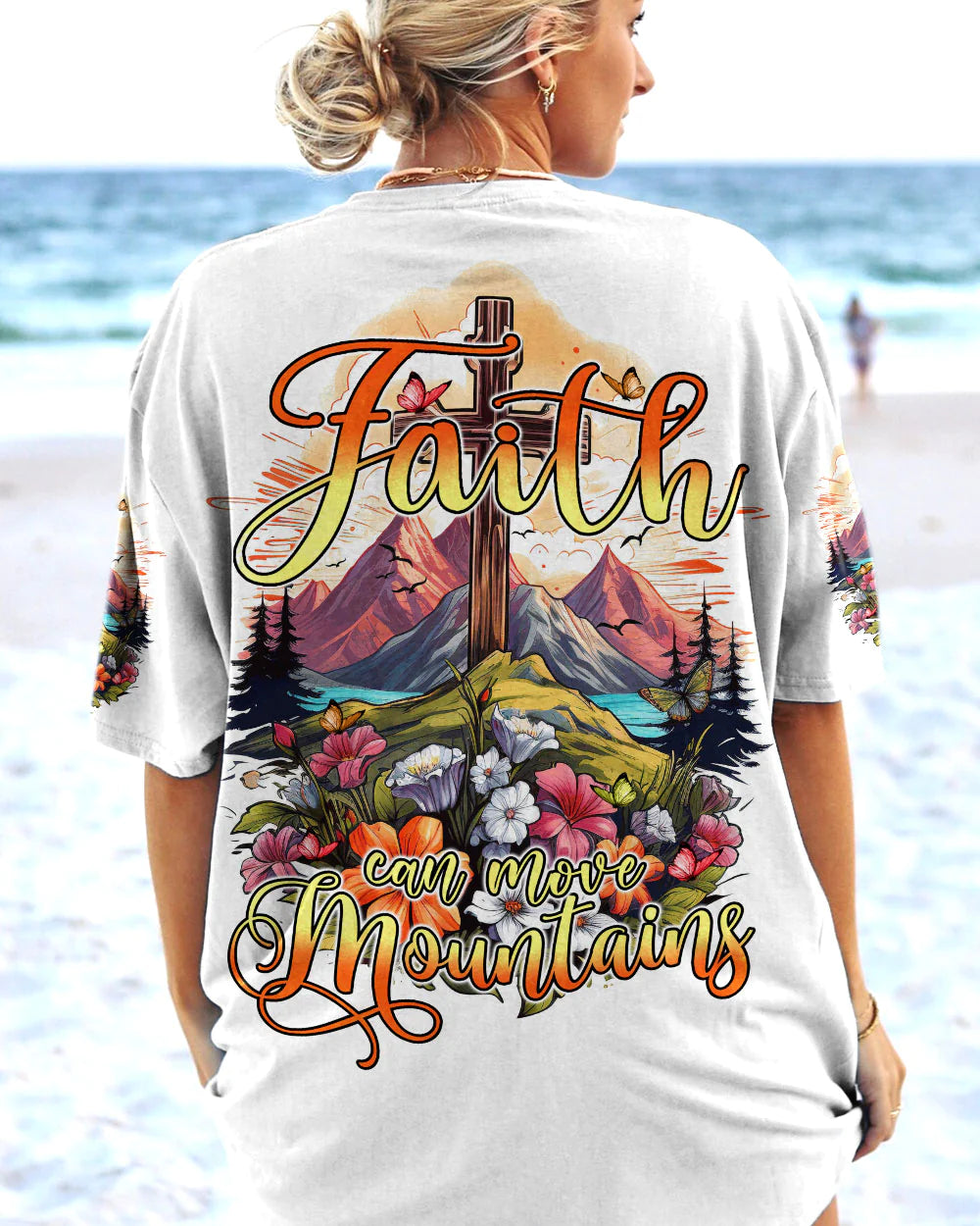 Christianartbag 3D T-Shirt For Women, Faith Can Move Mountains, Christian Shirt, Faithful Fashion, 3D Printed Shirts for Christian Women - Christian Art Bag