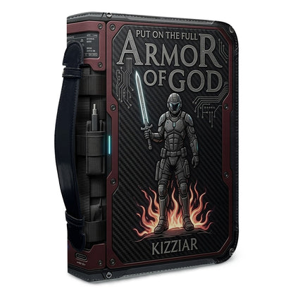 Personalized Armor of God Bible Cover for Men Tech-Integrated | Custom Leather Bible Case by CHRISTIANARTBAG CAB01052826