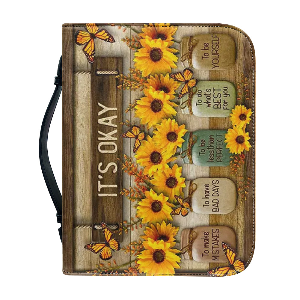 Christianartbag Bible Cover, It's Okay Personalized Bible Cover, Sunflower Butterfly Bible Cover, Personalized Bible Cover, Christmas Gift, CABBBCV02270923. - Christian Art Bag