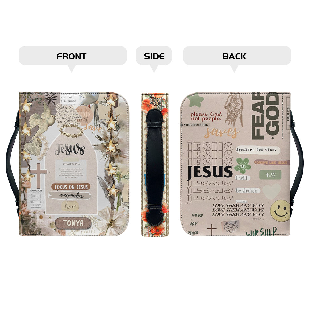 Christianartbag Bible Cover, Focus On Jesus Waymaker Bible Cover, Personalized Bible Cover, Christian Gifts, CAB01231023. - Christian Art Bag