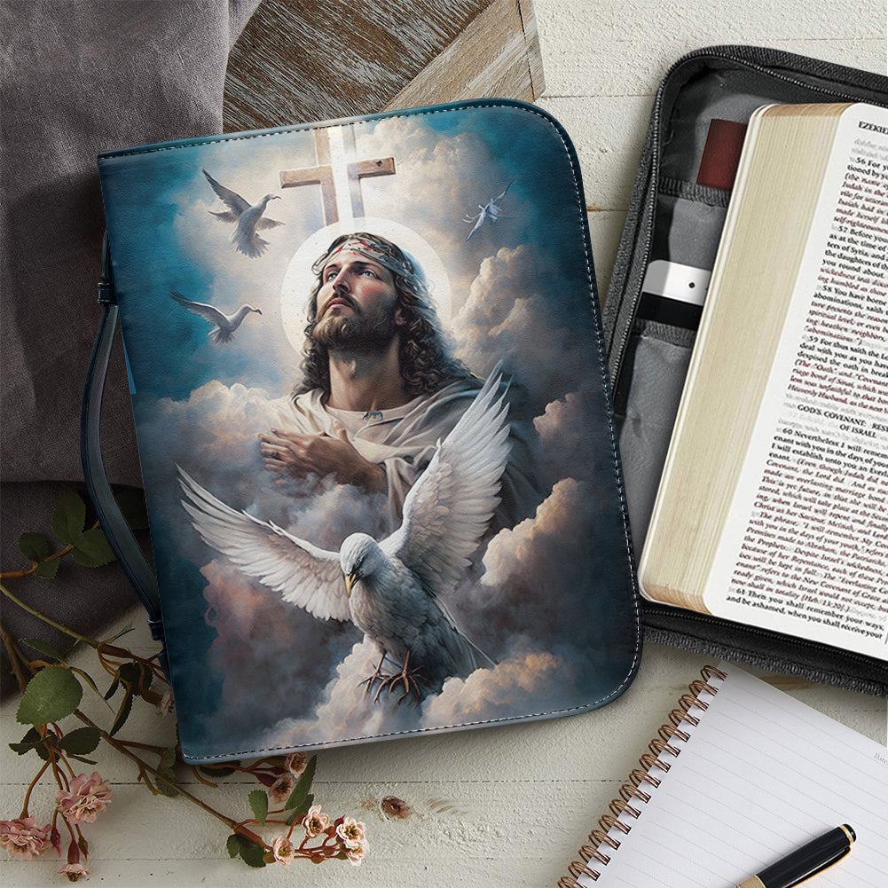 Christianartbag Bible Cover, Jesus Cross With Doves Personalized Bible Cover, Personalized Bible Cover, Purple Bible Cover, Christmas Gift, CABBBCV01170923. - Christian Art Bag
