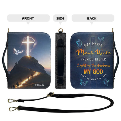 CHRISTIANARTBAG Bible Cover - Way Maker Miracle Worker - Personalized Bible Cover, CABBBCV012725