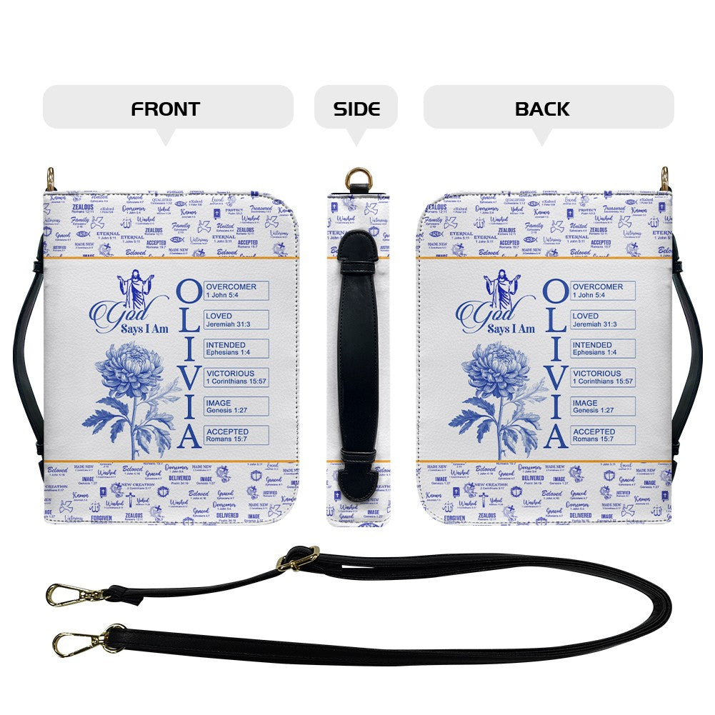 Personalized Leather Bible Cover with Name Letters, Bible Verses & Birth Month Flowers – CHRISTIANARTBAG