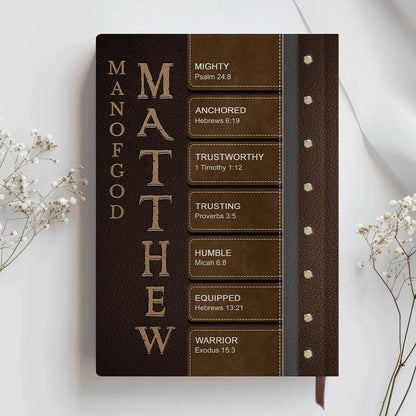 Personalized Leather Notebook – Custom Name with Bible Verses for Each Letter | Christian Gift for Men & Women