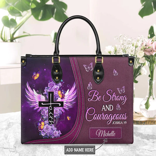 Christianart Designer Handbags, Be Strong and Courageous, Personalized Gifts, Gifts for Women. - Christian Art Bag