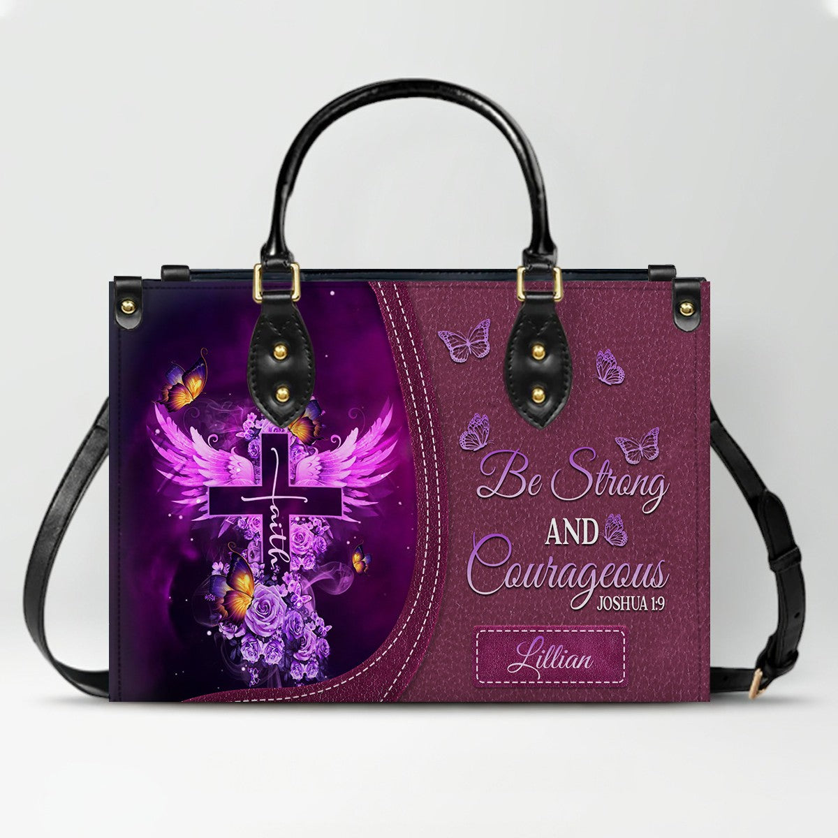 Christianart Designer Handbags, Be Strong and Courageous, Personalized Gifts, Gifts for Women. - Christian Art Bag