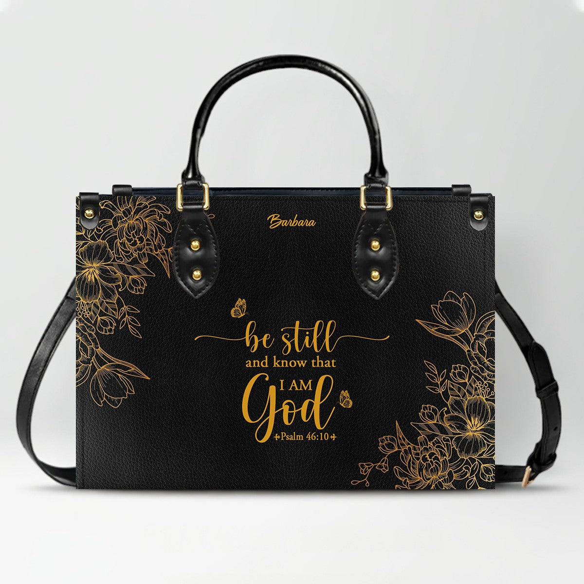 Personalized Leather Handbag Black with Bible Verse – Christian Gifts – Custom Christian Purse by CHRISTIANARTBAG CAB012626