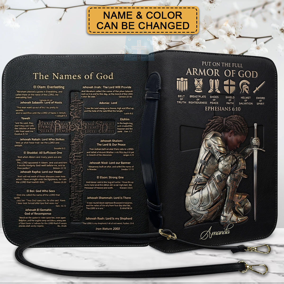 Personalized Armor of God Bible Cover Case | Custom Name & Color - CHRISTIANARTBAG 01082826