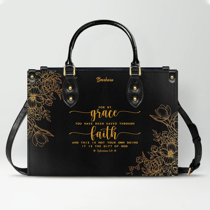 Personalized Leather Handbag Black with Bible Verse – Christian Gifts – Custom Christian Purse by CHRISTIANARTBAG CAB012626