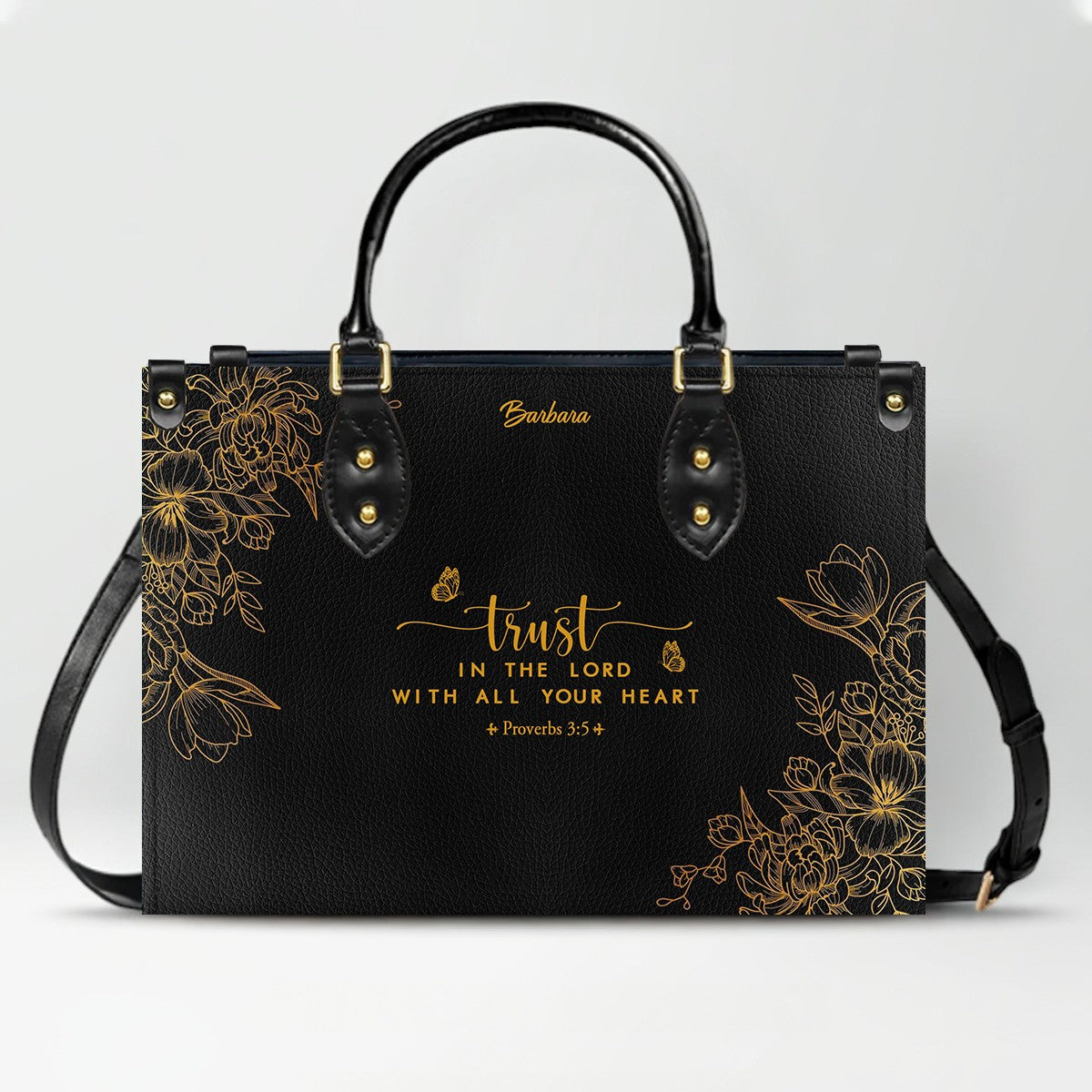 Personalized Leather Handbag Black with Bible Verse – Christian Gifts – Custom Christian Purse by CHRISTIANARTBAG CAB012626